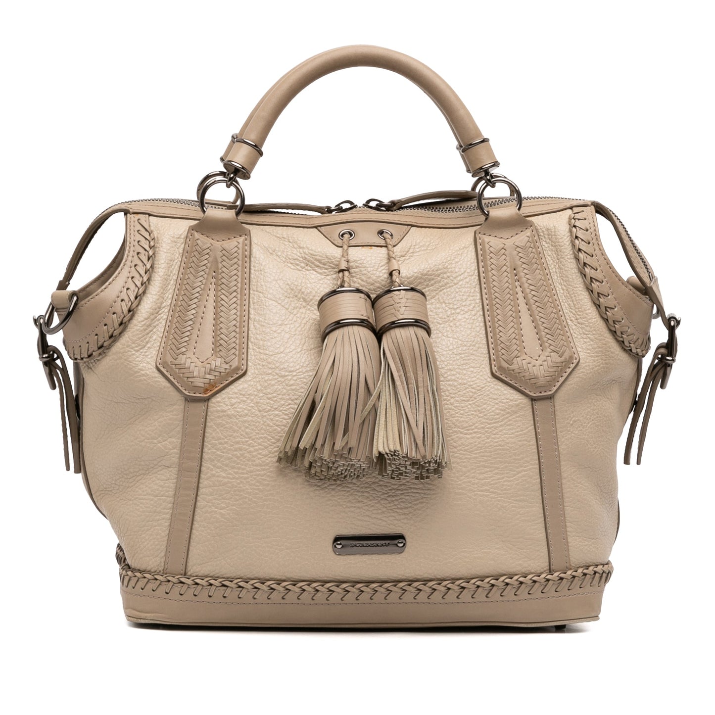 Burberry Leather Whipstitch Tassel Ellers Satchel