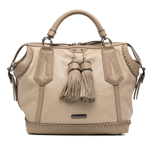Burberry Leather Whipstitch Tassel Ellers Satchel