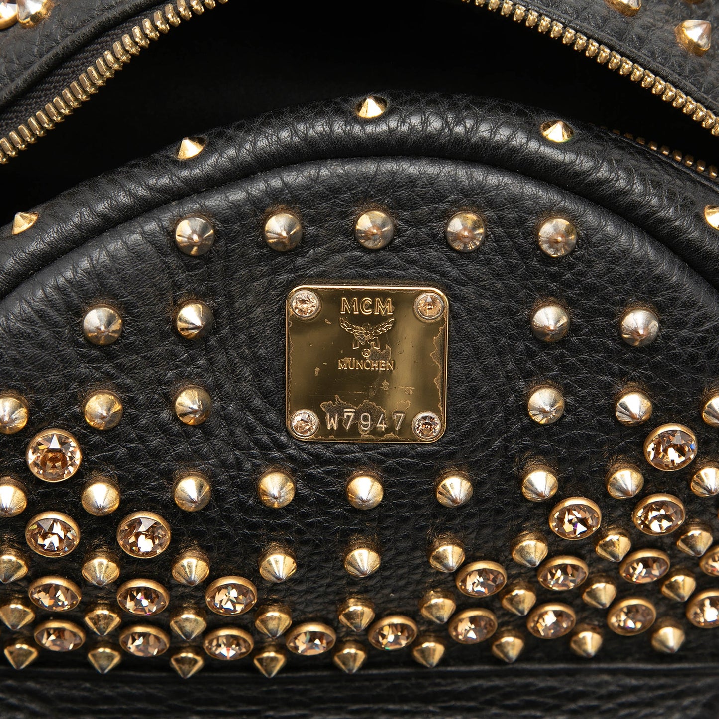 MCM Mini Studded Leather Stark Backpack
