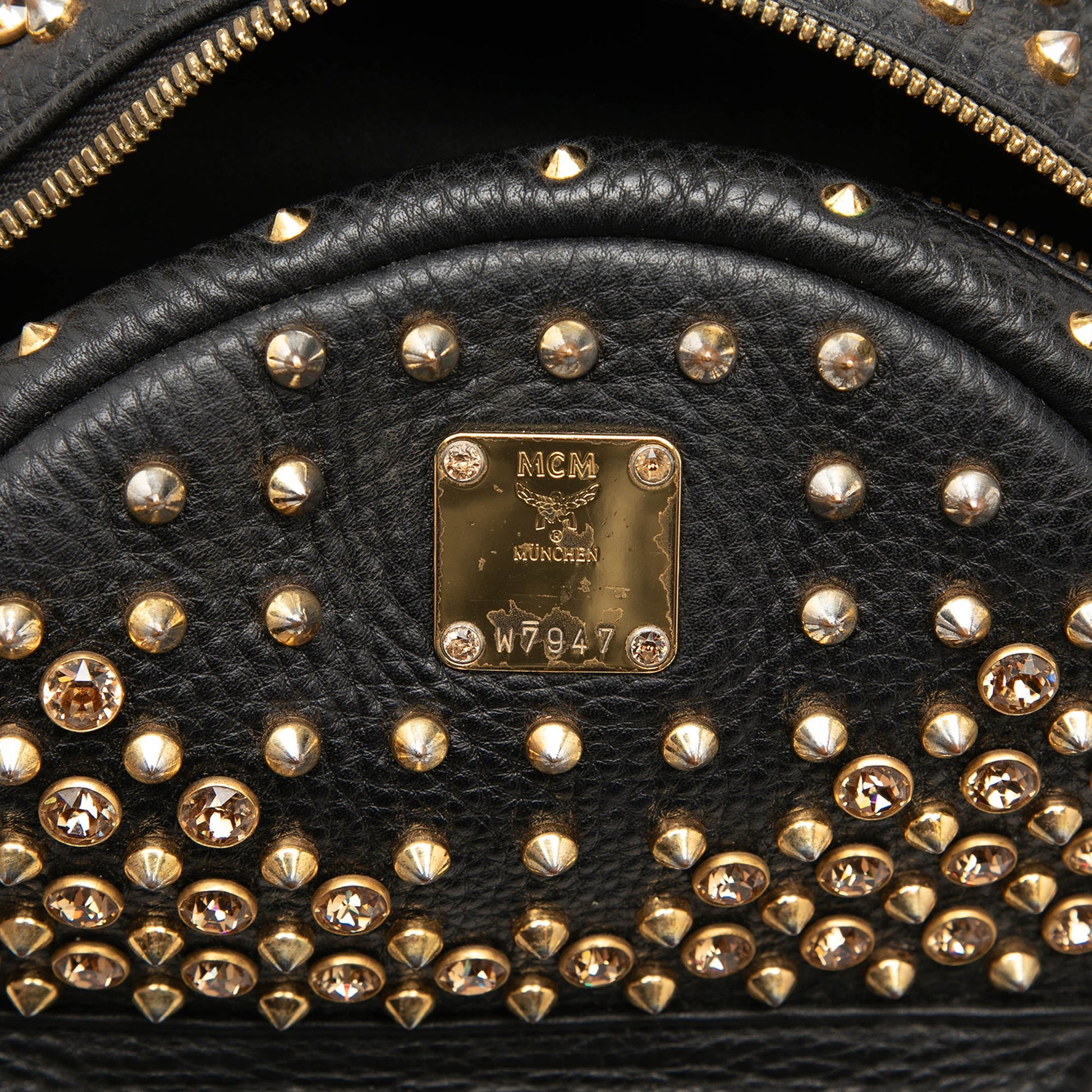 MCM Mini Studded Leather Stark Backpack