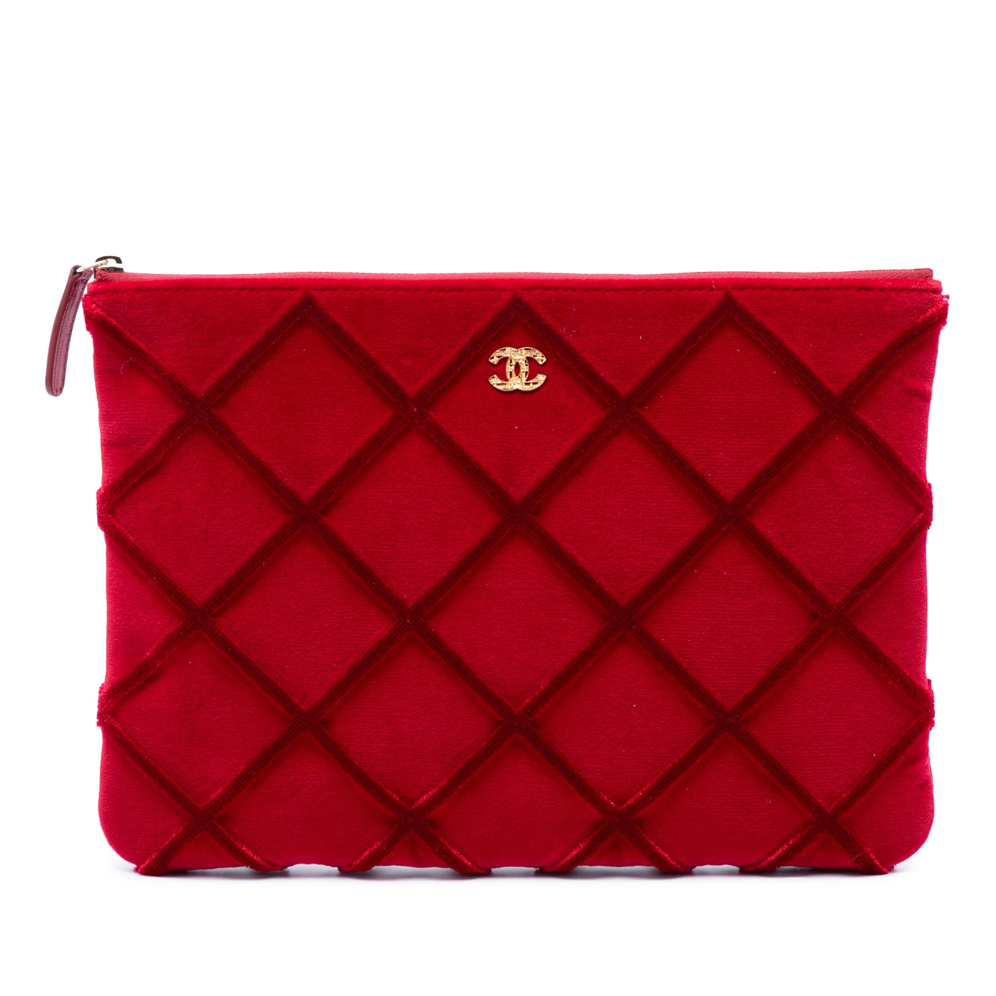 Chanel Medium CC Quilted Velvet O Case Clutch