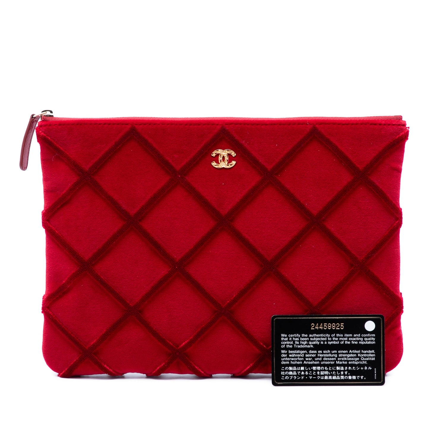 Chanel Medium CC Quilted Velvet O Case Clutch