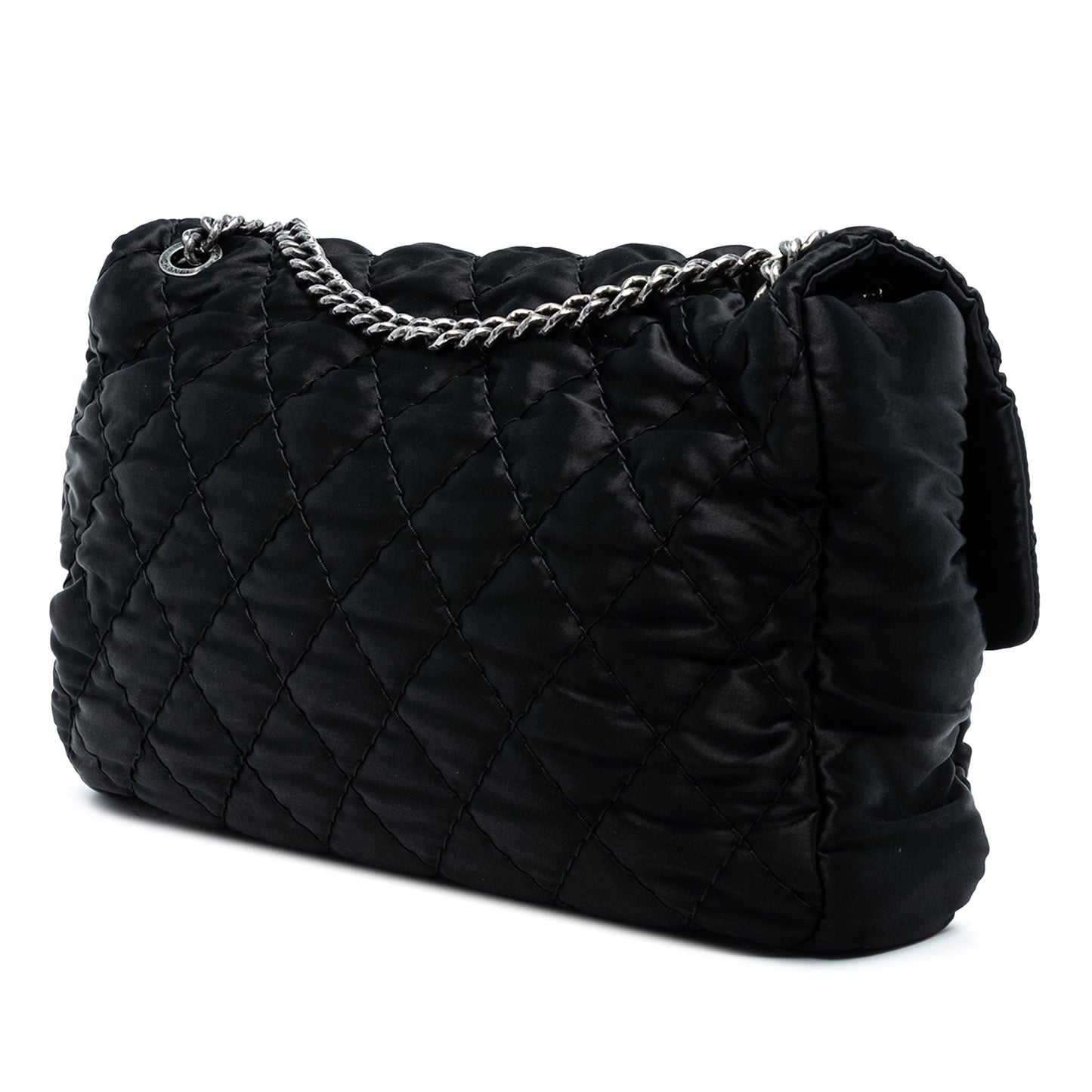 Chanel Extra Large CC Quilted Satin Single Flap