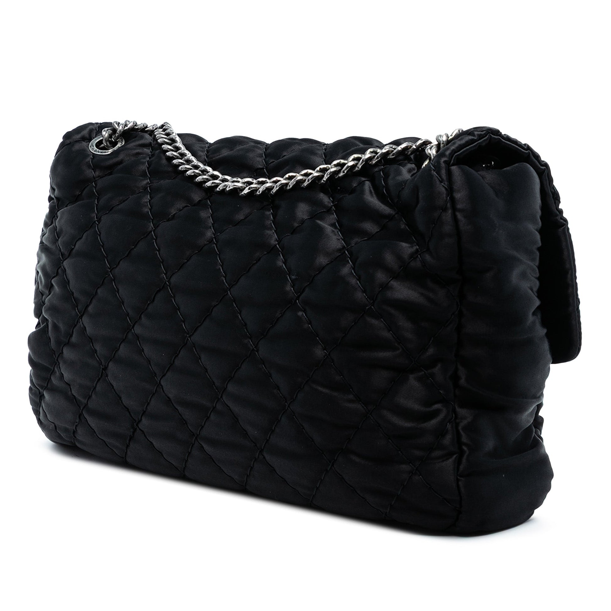 Chanel Extra Large CC Quilted Satin Single Flap