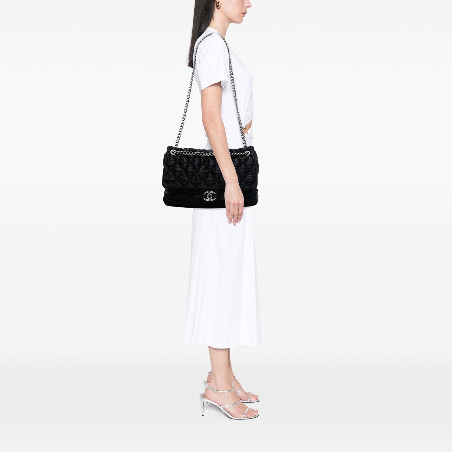 Chanel Extra Large CC Quilted Satin Single Flap