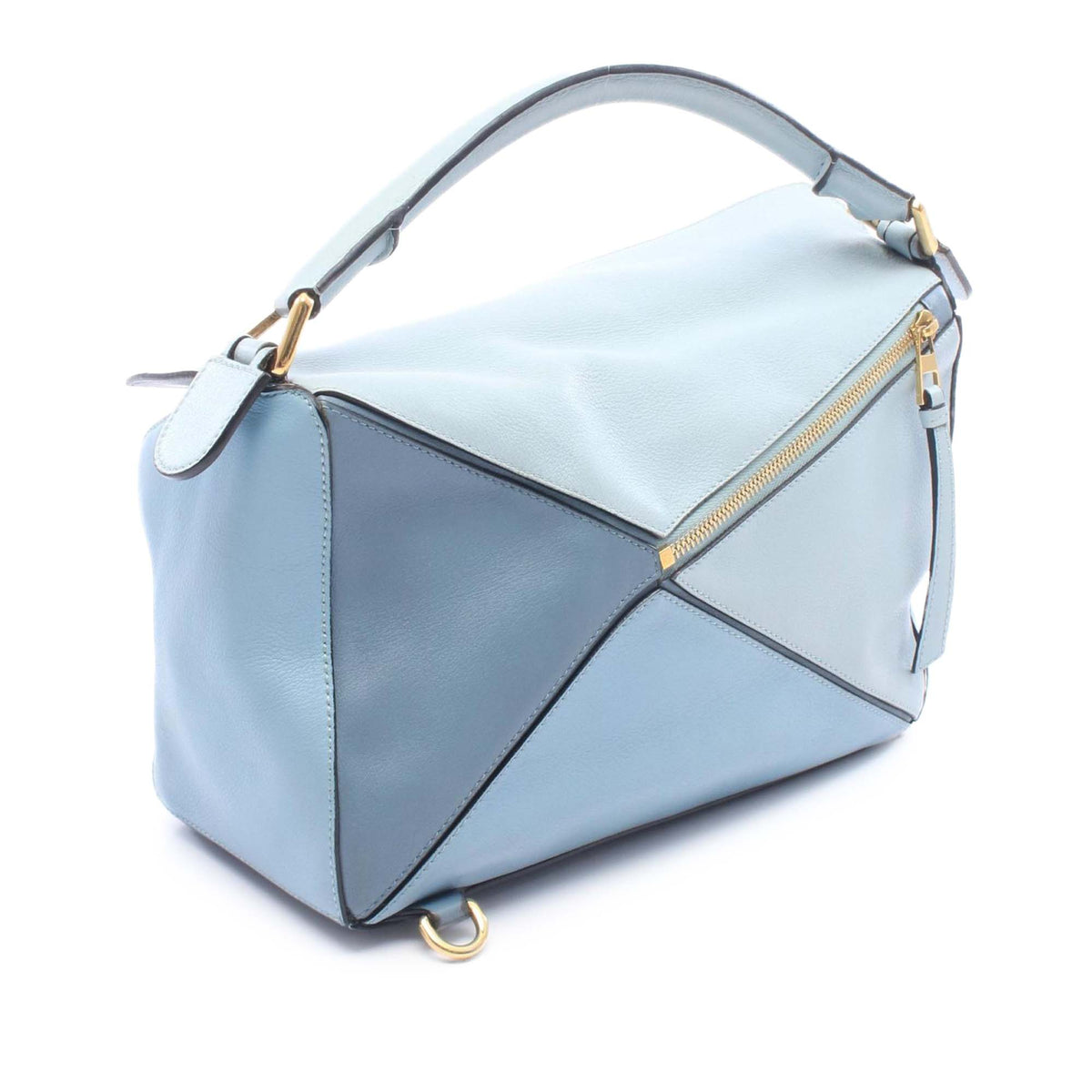 LOEWE Medium Tricolor Calfskin Puzzle Satchel — Blue
