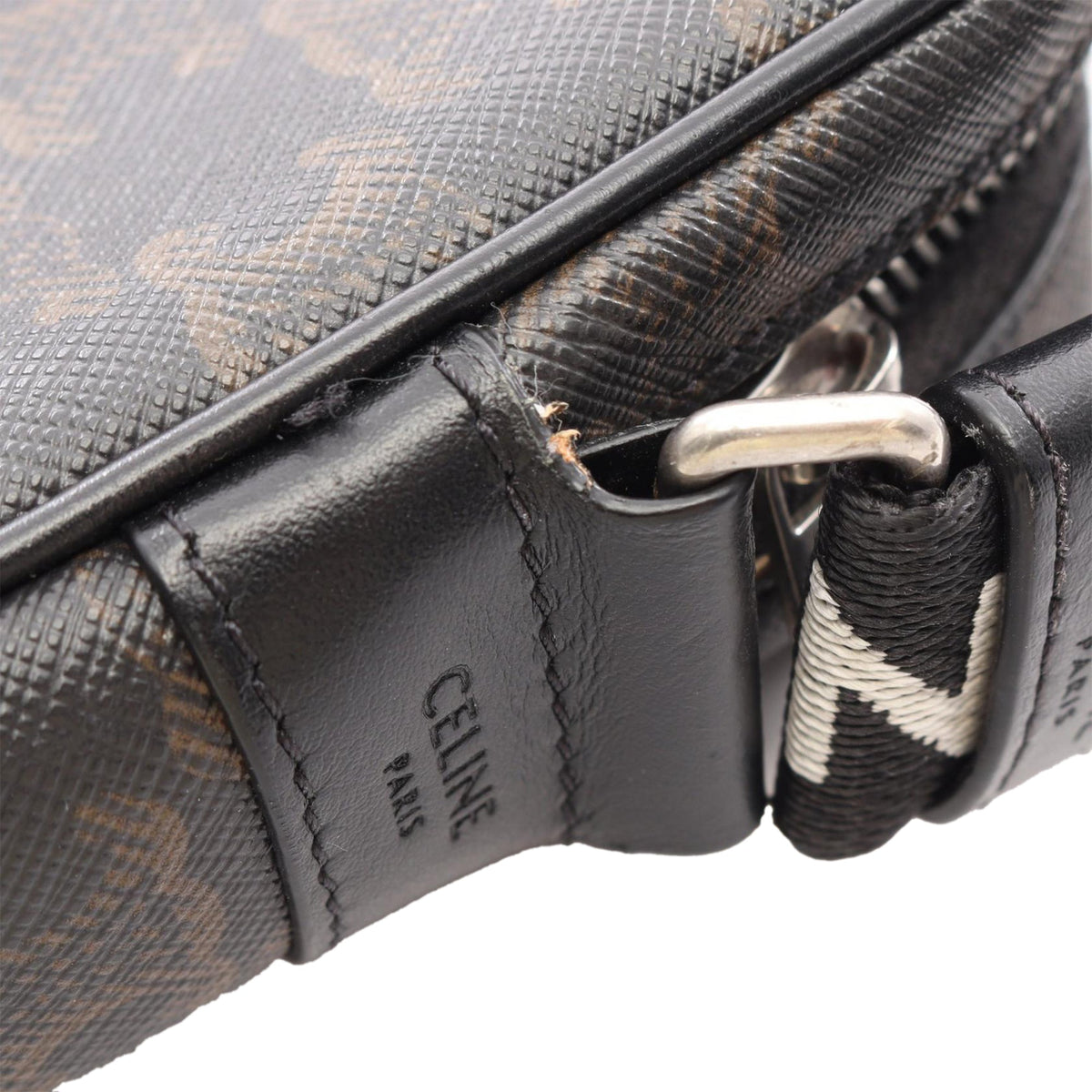 Celine Medium Triomphe Coated Canvas Messenger Bag — Black