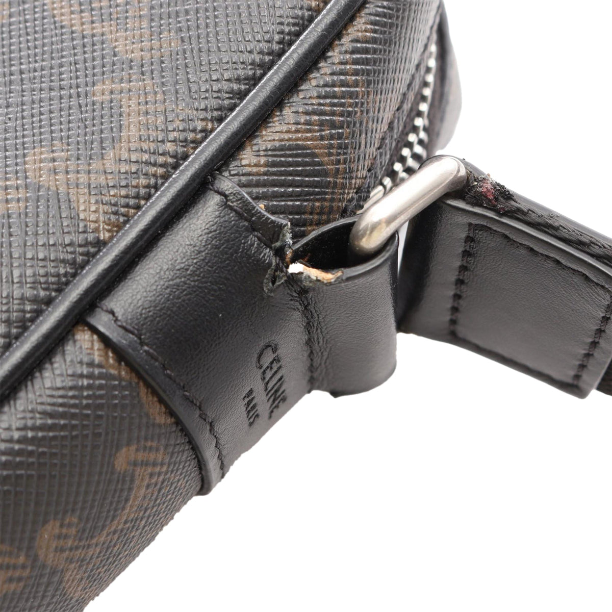 Celine Medium Triomphe Coated Canvas Messenger Bag — Black