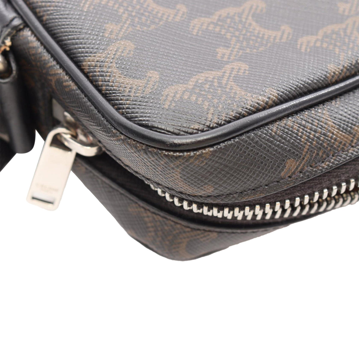 Celine Medium Triomphe Coated Canvas Messenger Bag — Black