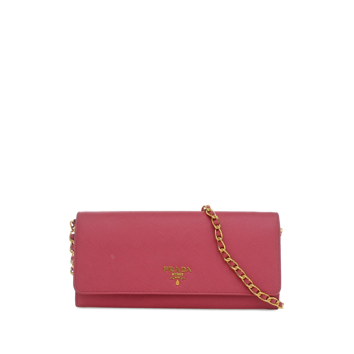 Prada Saffiano Wallet On Chain — Pink