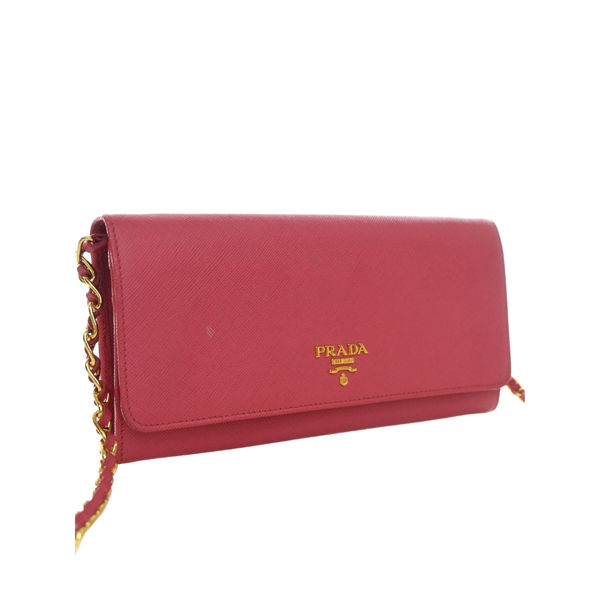 Prada Saffiano Wallet On Chain — Pink