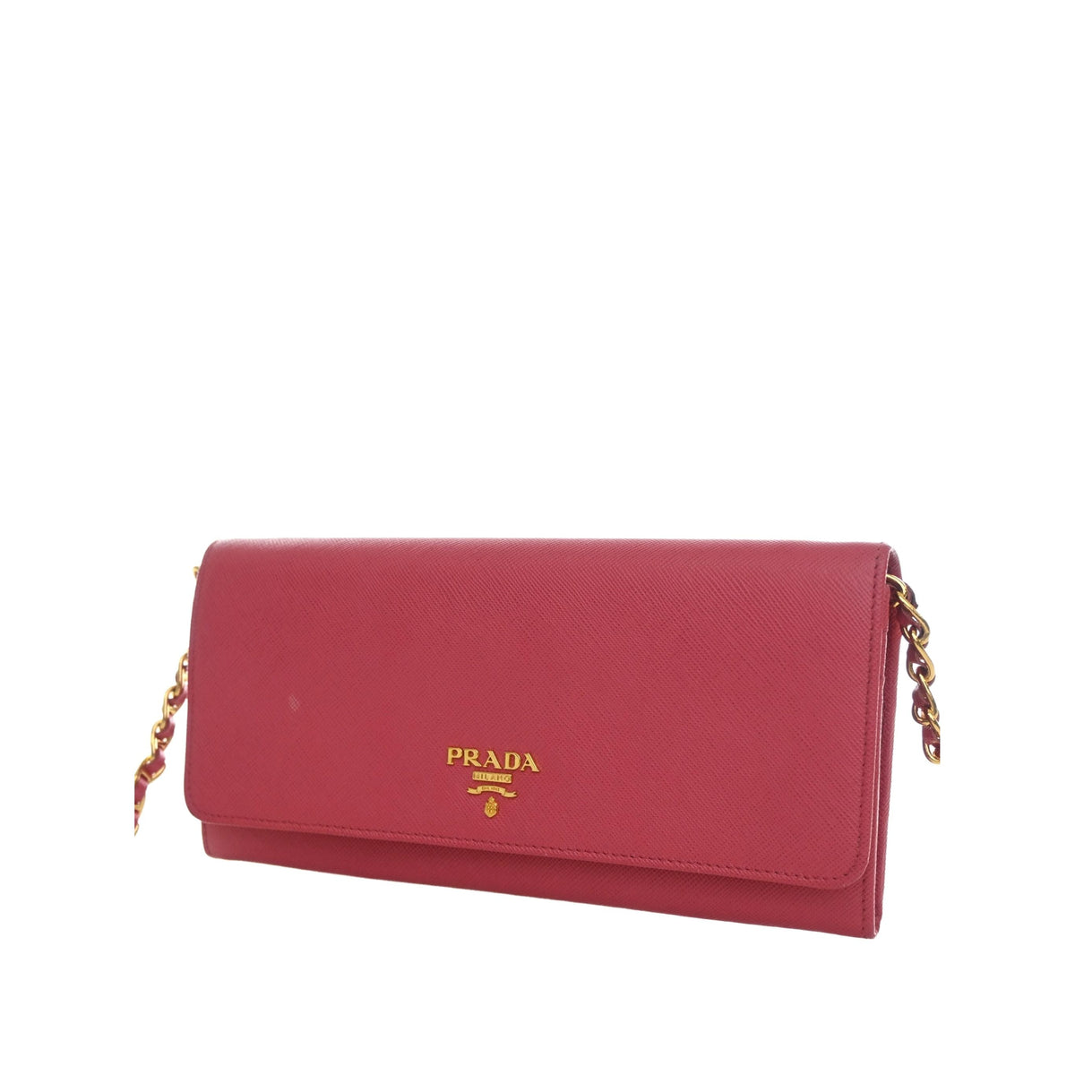 Prada Saffiano Wallet On Chain — Pink