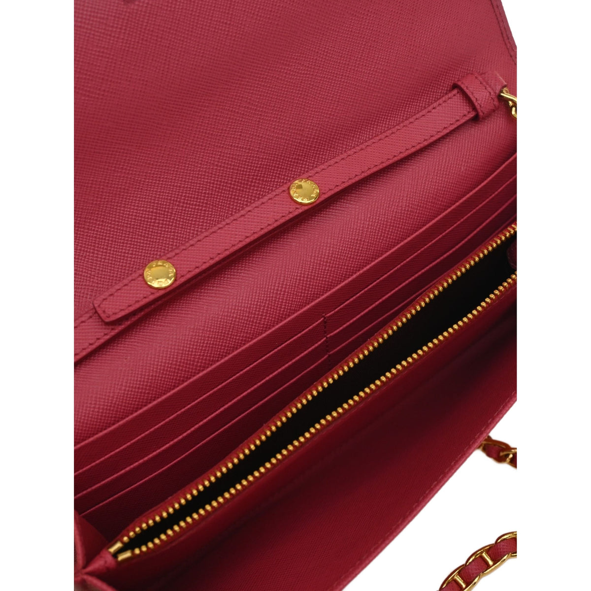 Prada Saffiano Wallet On Chain — Pink