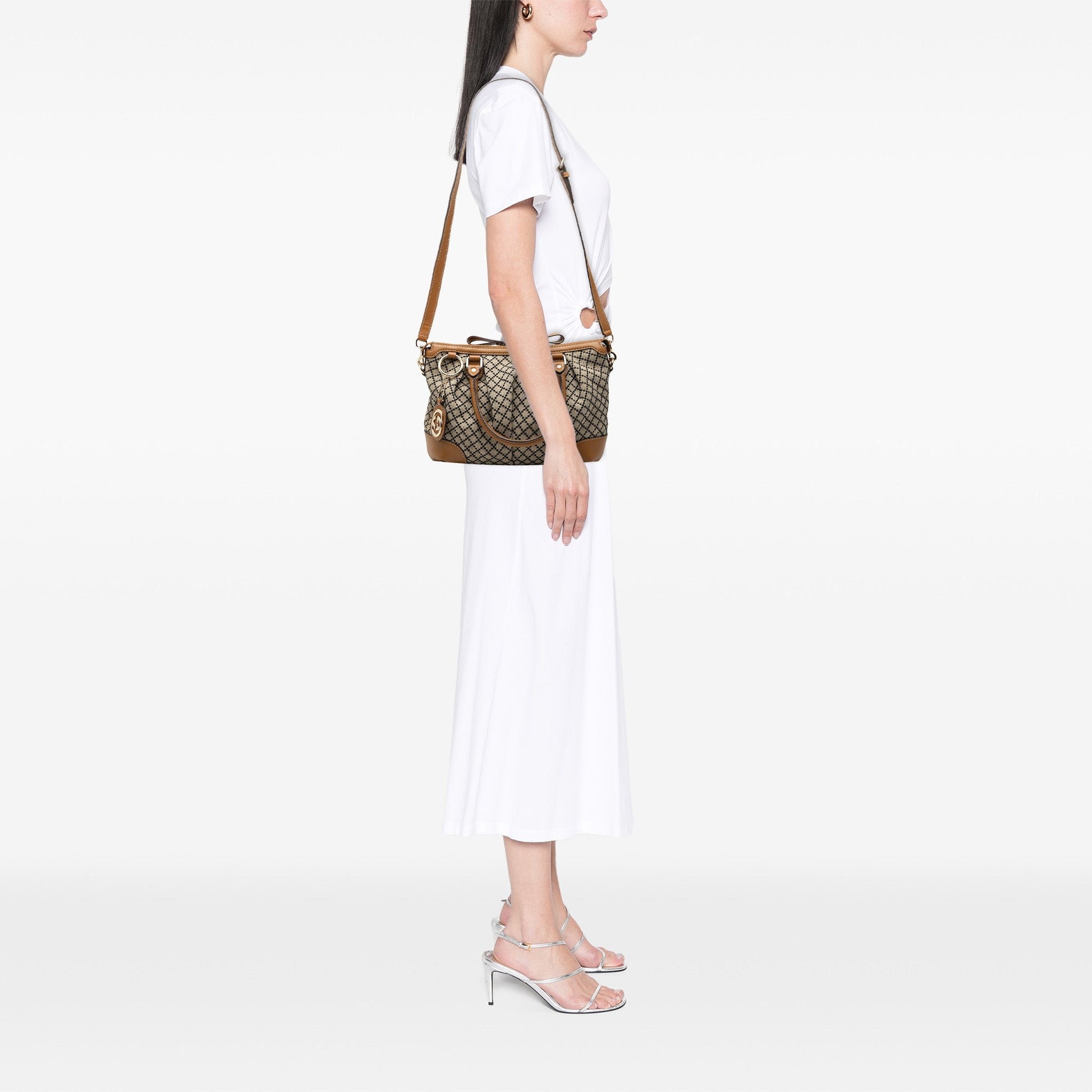Gucci Diamante Canvas Sukey Satchel