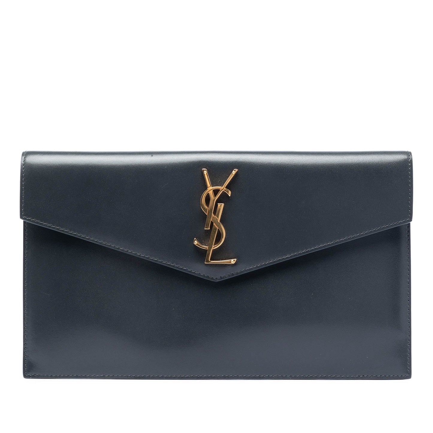 Saint Laurent Smooth Shiny Calfskin Monogram Uptown Pouch