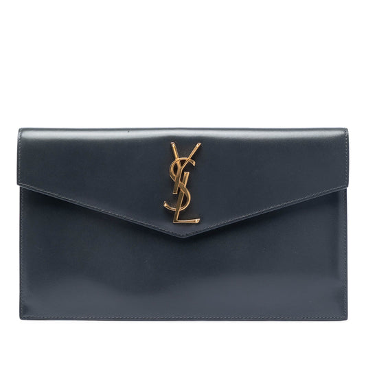 Saint Laurent Smooth Shiny Calfskin Monogram Uptown Pouch