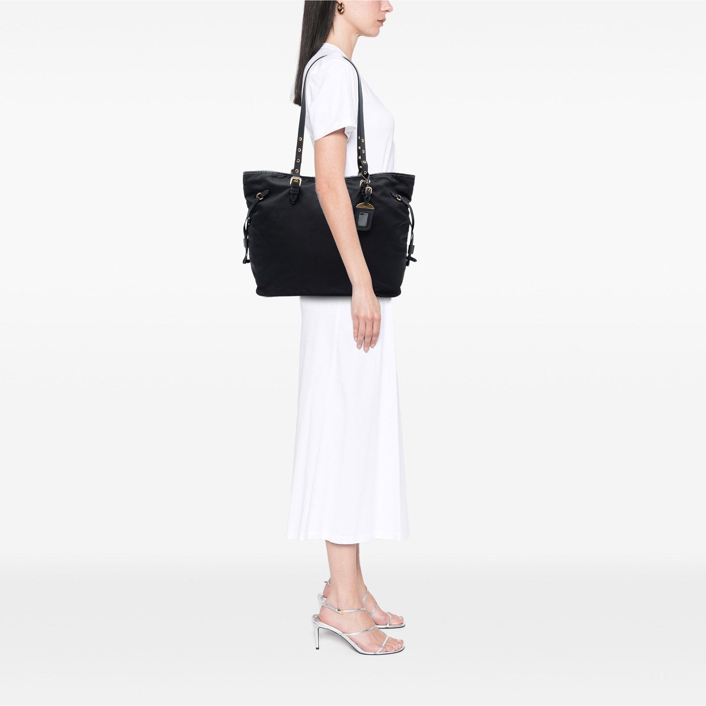 Prada Saffiano Trimmed Tessuto Tote