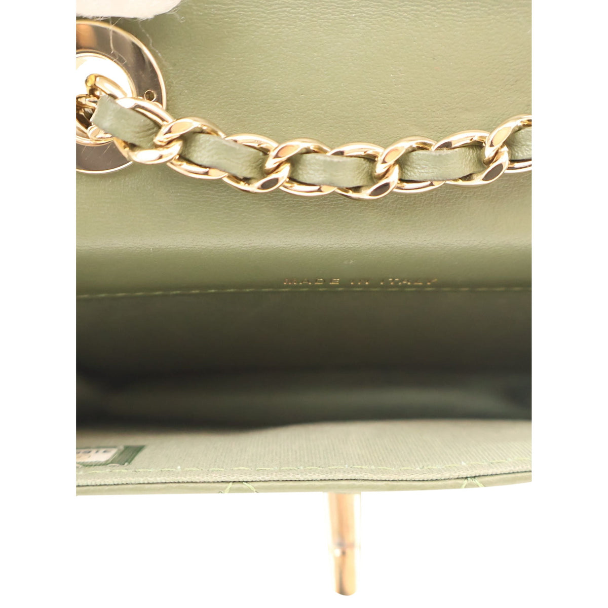 Chanel Mini Quilted Lambskin Trendy CC Card Holder on Chain — Green