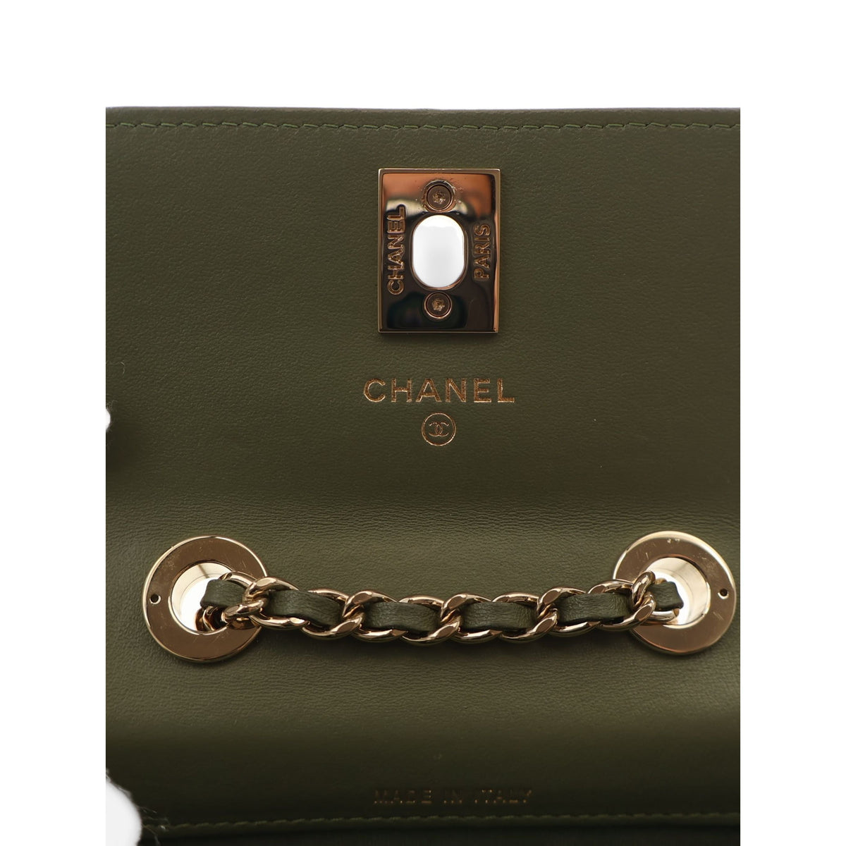 Chanel Mini Quilted Lambskin Trendy CC Card Holder on Chain — Green