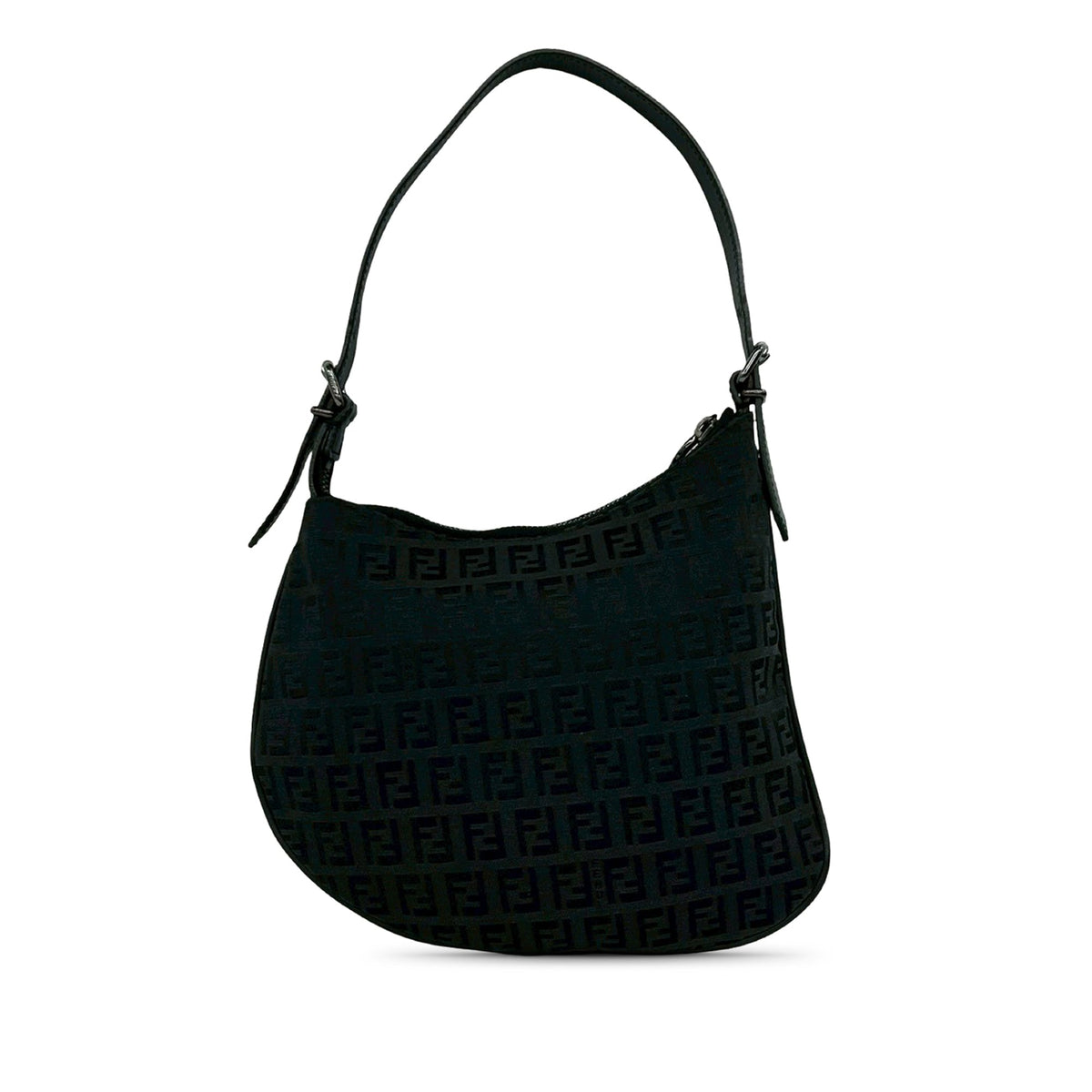 Fendi Zucchino Canvas Oyster Shoulder Bag