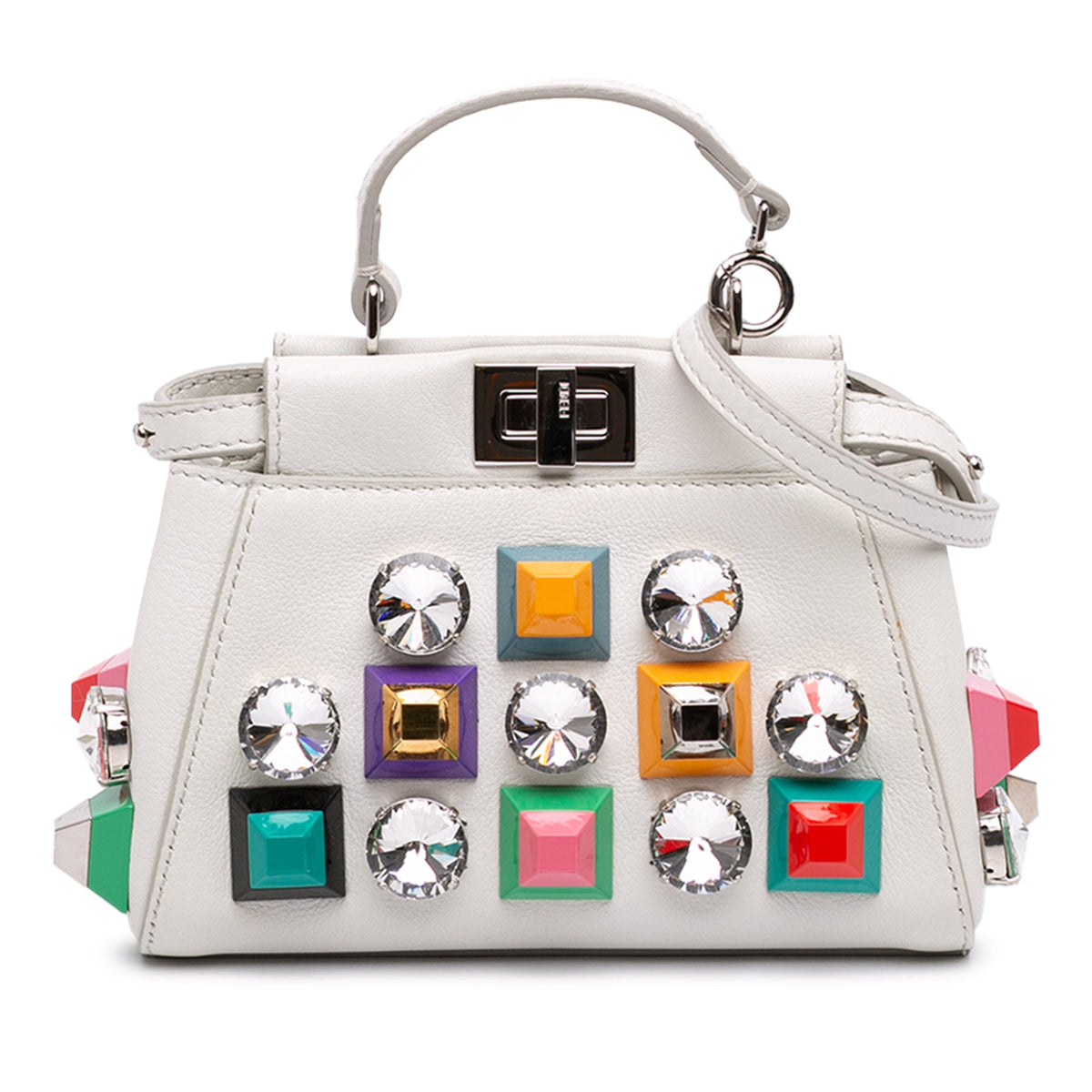 Fendi Micro Studded Calfskin Peekaboo Iconic Satchel