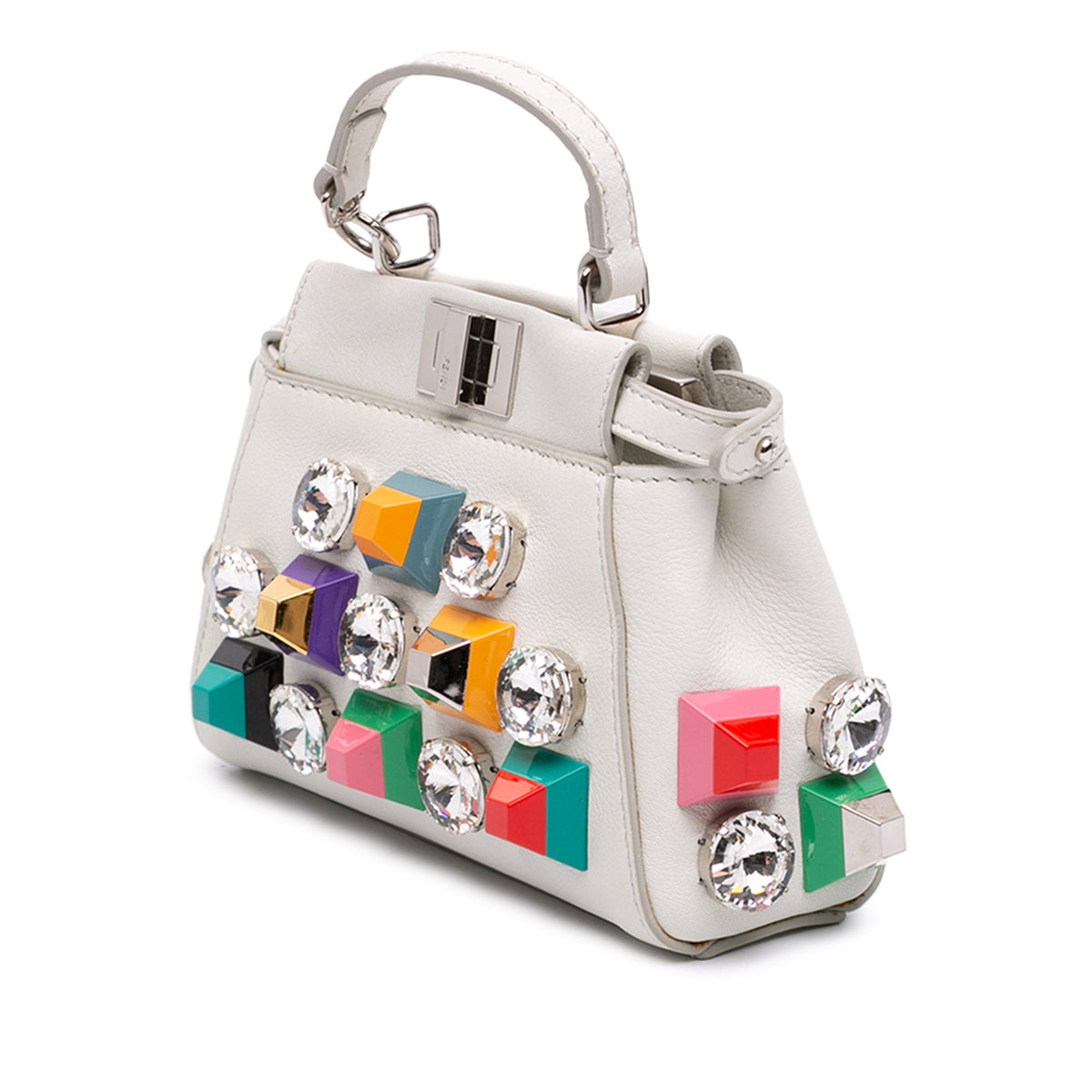 Fendi Micro Studded Calfskin Peekaboo Iconic Satchel