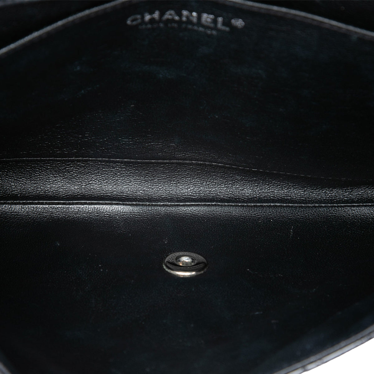Chanel CC Quilted Patent Flap Clutch with Chain — Black