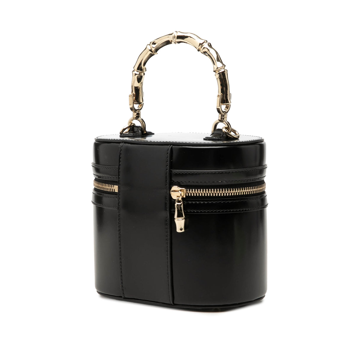 Gucci Shiny Calfskin Bamboo Vanity Bag — Black