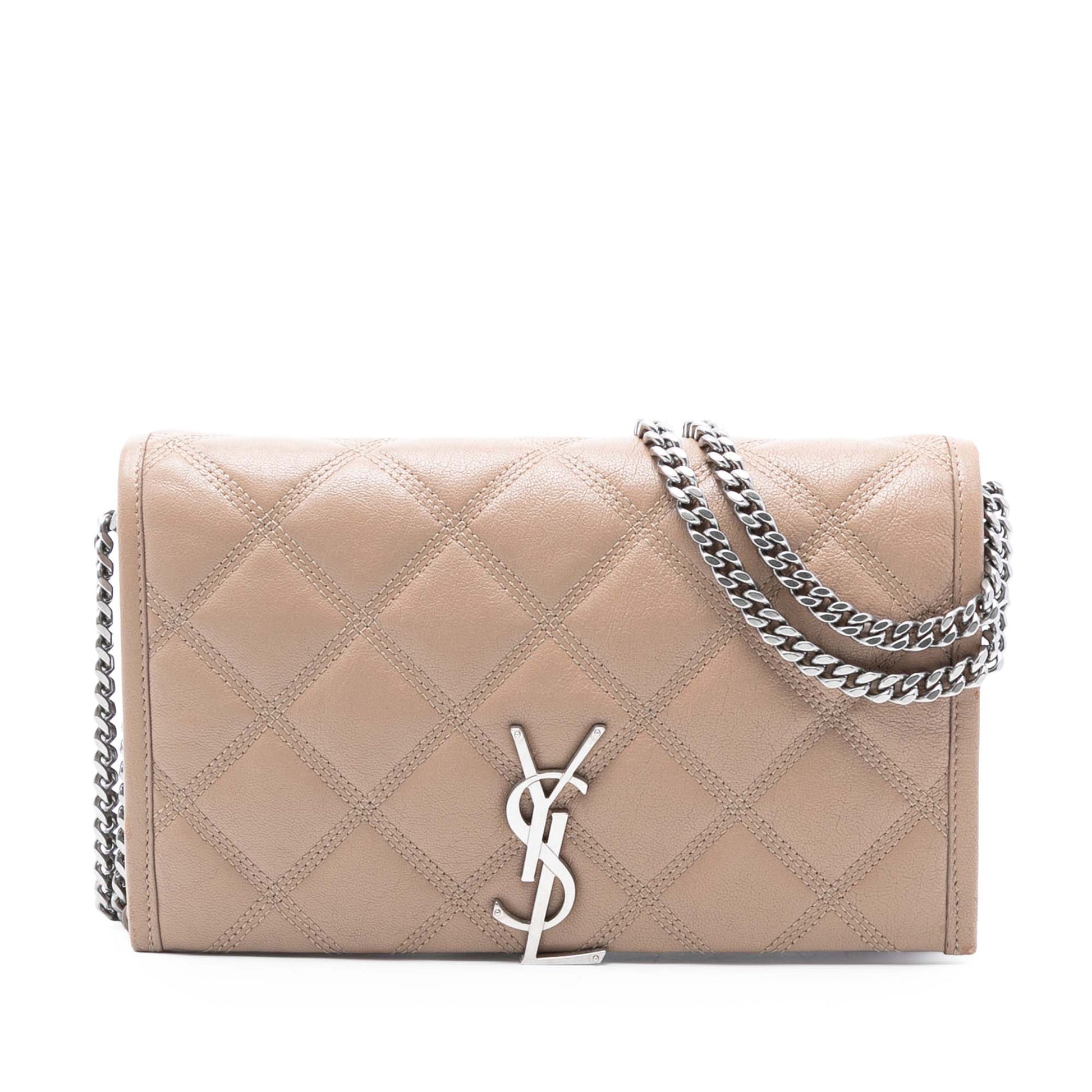 Saint Laurent Quilted Diamond Lambskin Becky Wallet on Chain