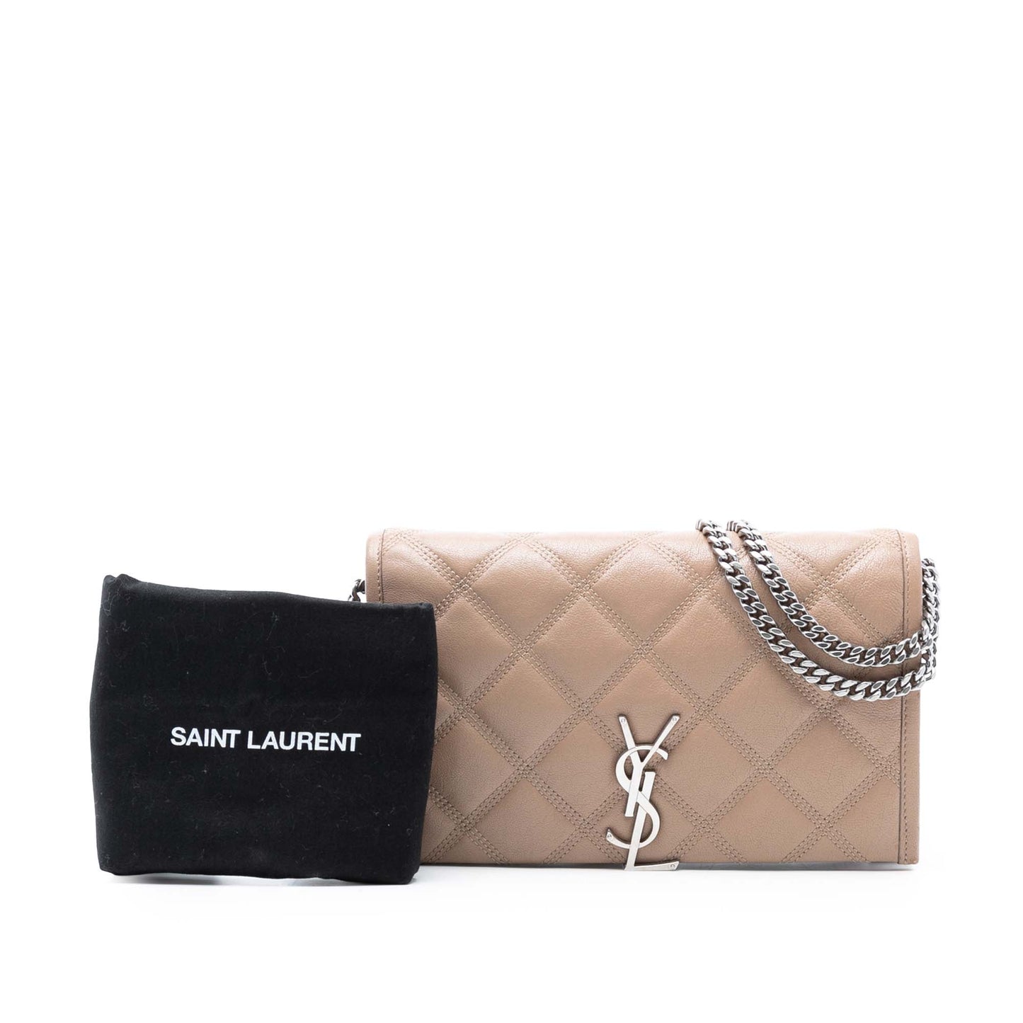 Saint Laurent Quilted Diamond Lambskin Becky Wallet on Chain