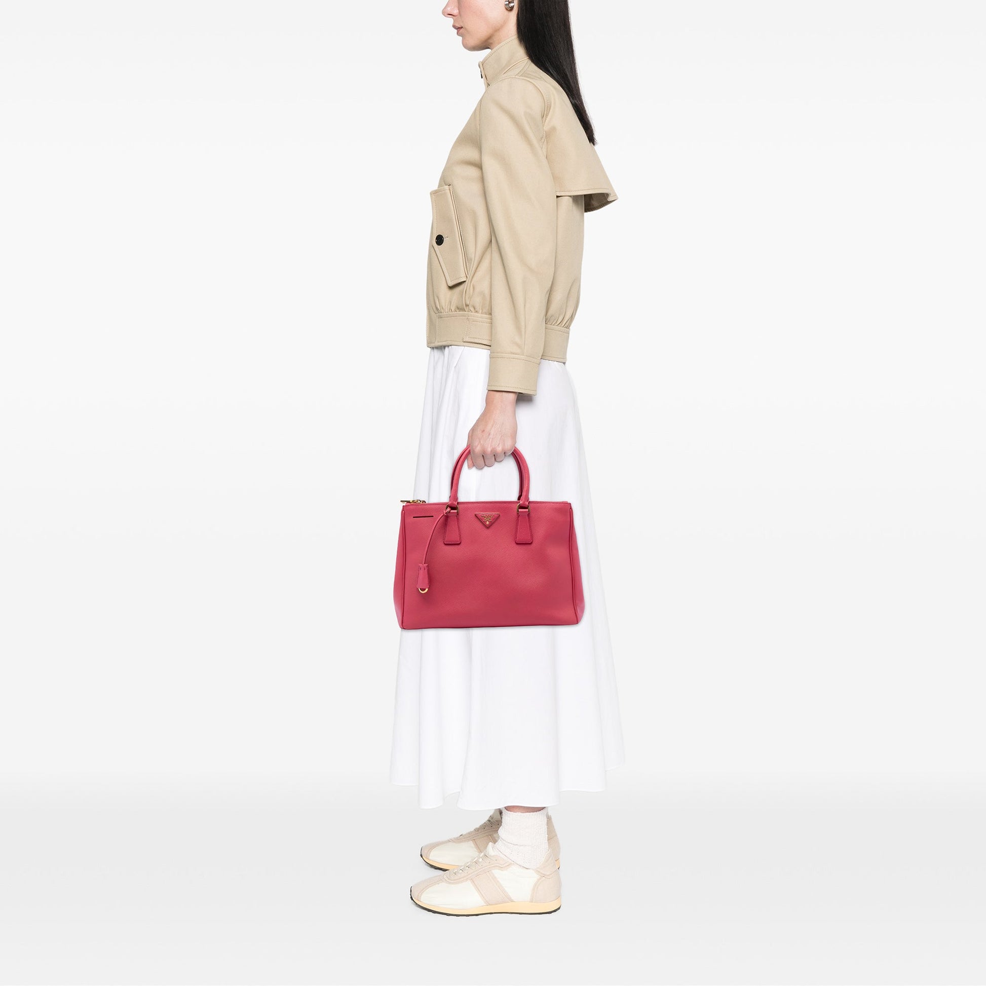 Medium Saffiano Lux Galleria Double Zip Tote