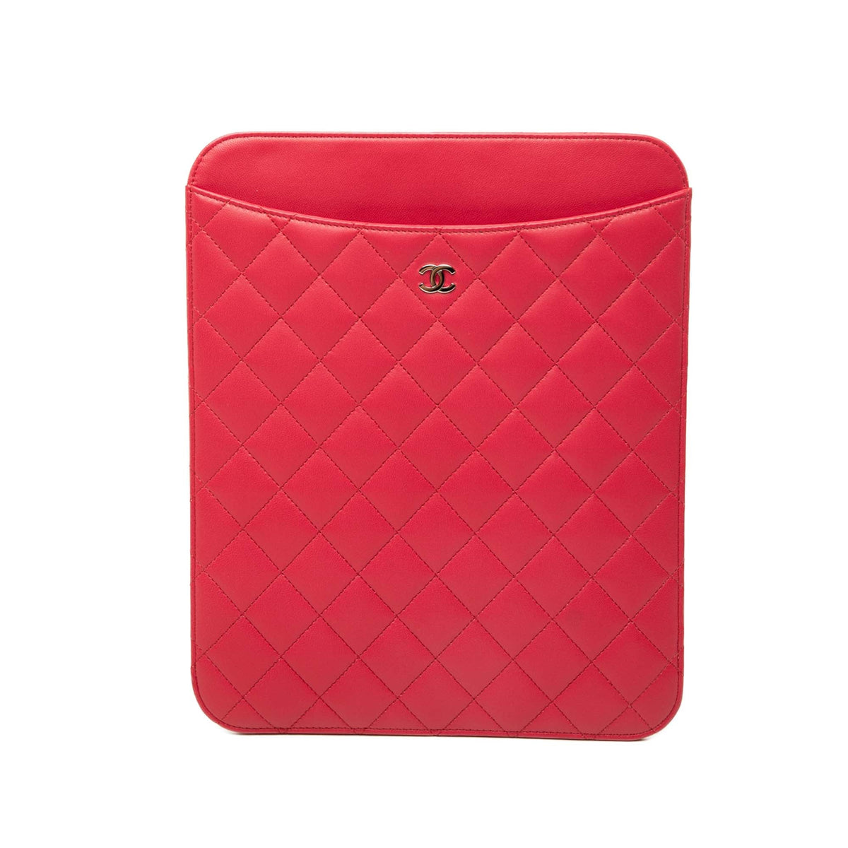 Chanel CC Quilted Lambskin Ipad Case — Red