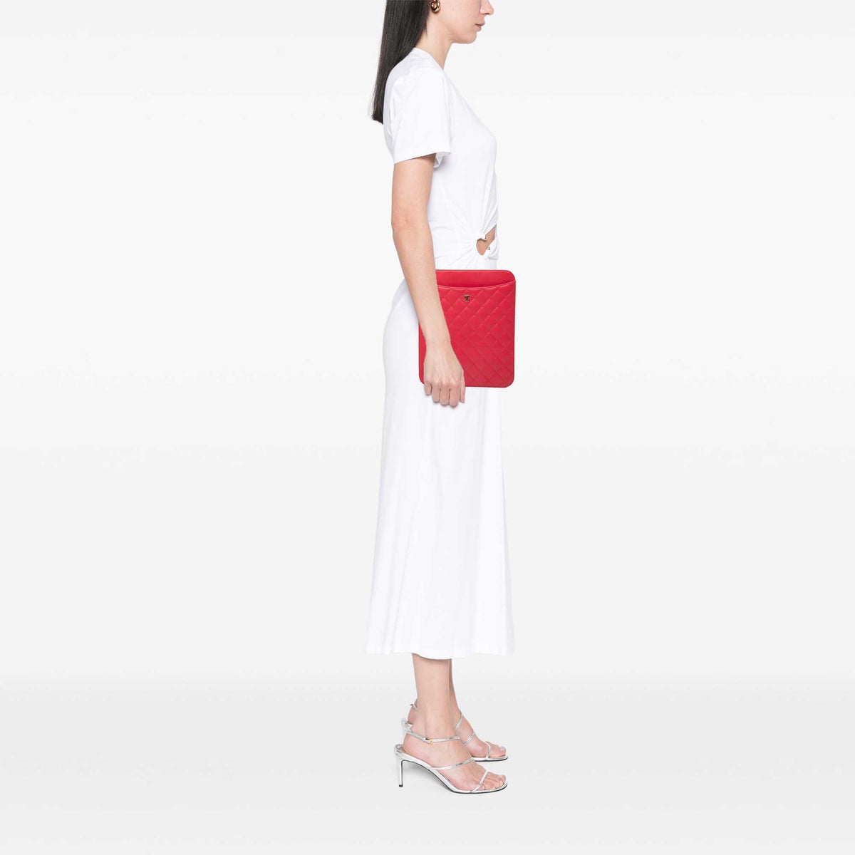 Chanel CC Quilted Lambskin Ipad Case — Red