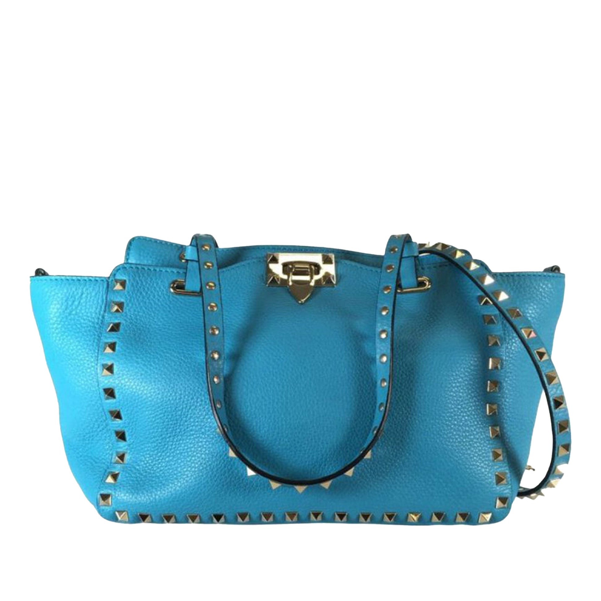 Valentino Small Grained Calfskin Rockstud Trapeze Satchel