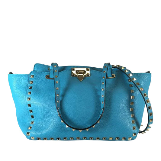 Valentino Small Grained Calfskin Rockstud Trapeze Satchel