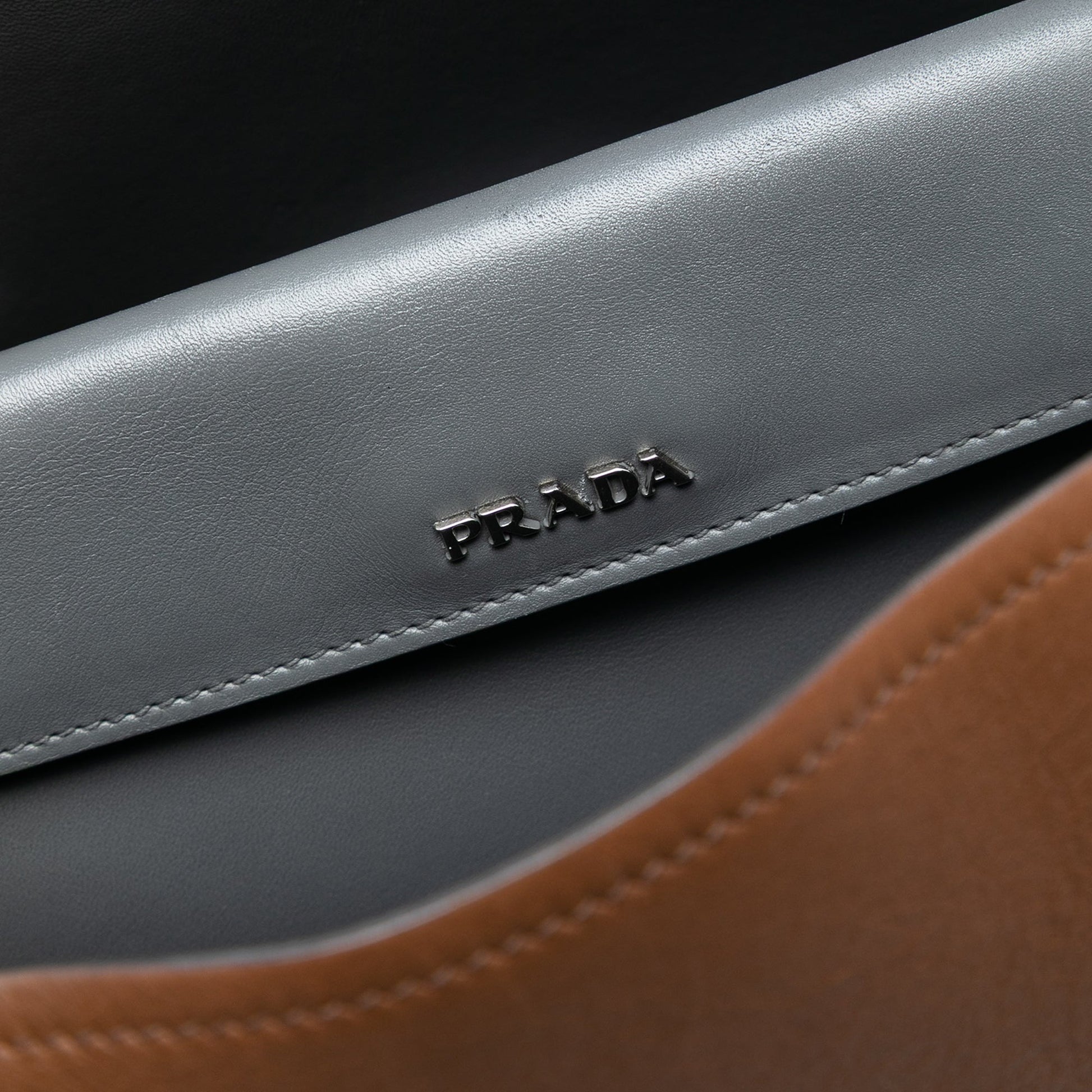 Prada Large Bicolor City Calf Double Flap Satchel