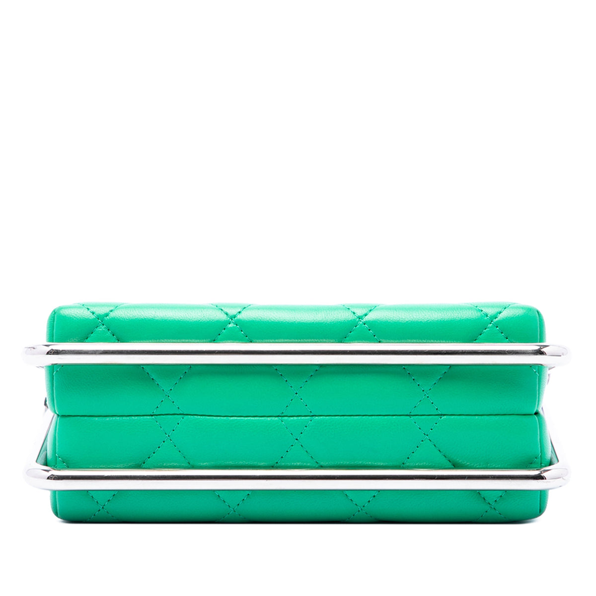 Chanel CC Quilted Lambskin Metal Bar Convertible Clutch — Green