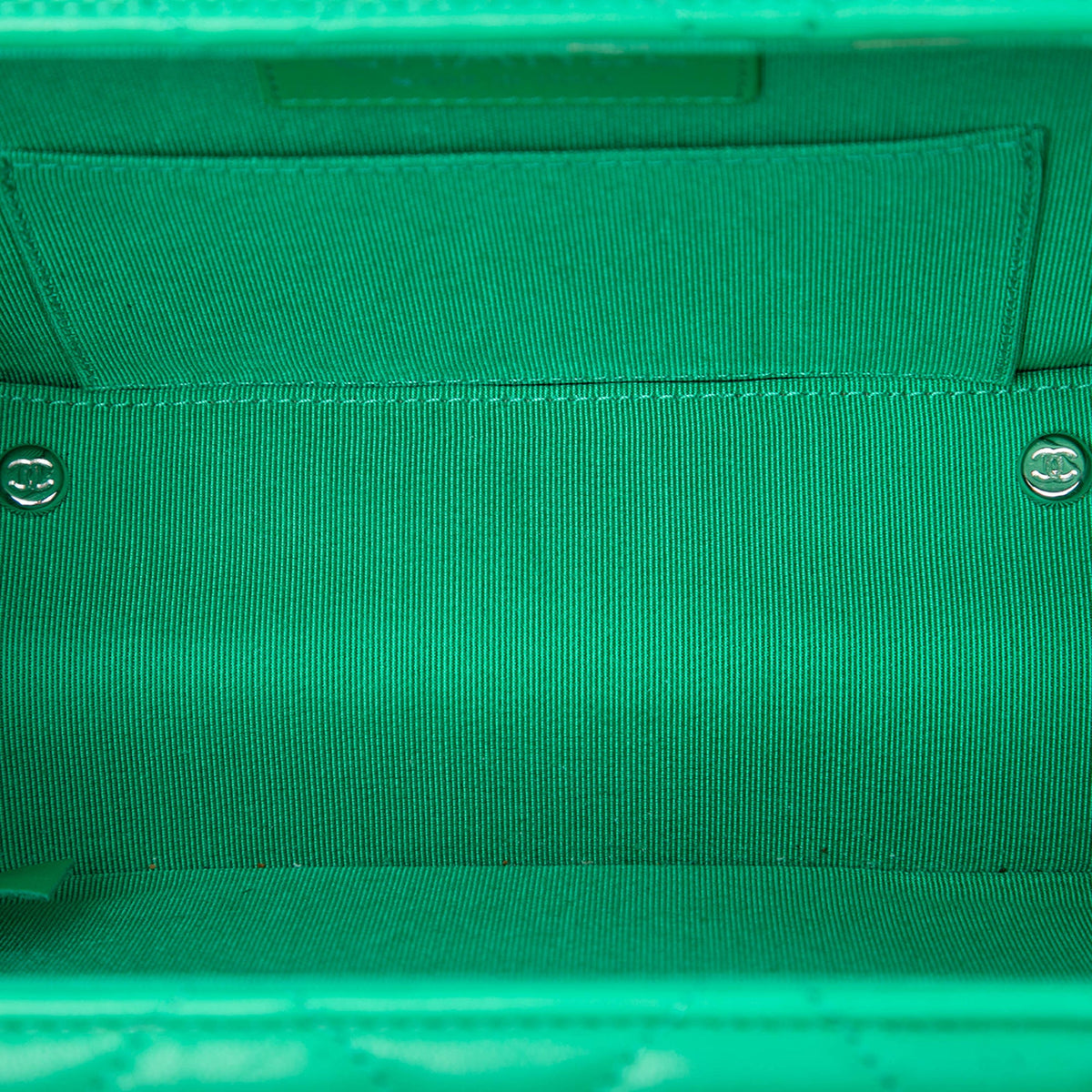 Chanel CC Quilted Lambskin Metal Bar Convertible Clutch — Green