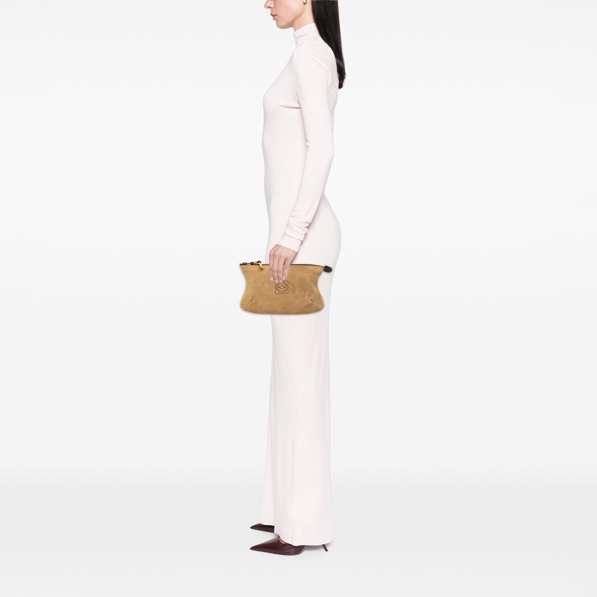 LOEWE Suede Anagram Clutch