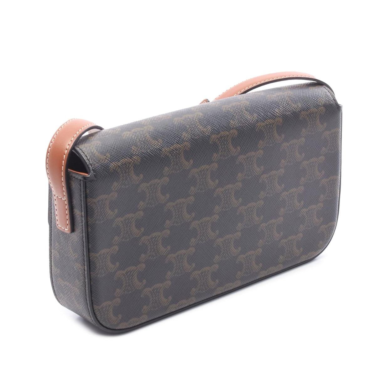 Celine Triomphe Coated Canvas Claude Chain Shoulder Bag — Brown