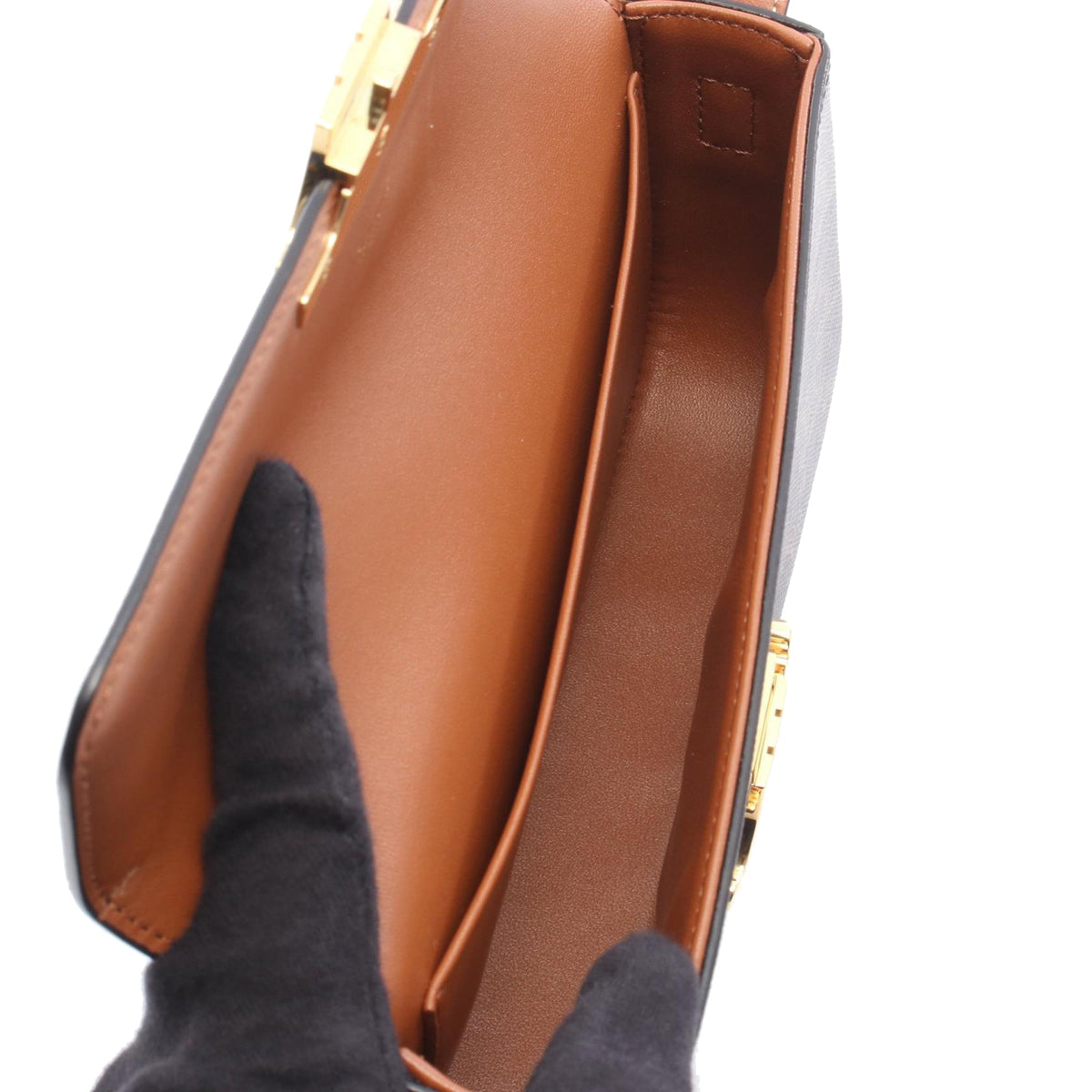 Celine Triomphe Coated Canvas Claude Chain Shoulder Bag — Brown