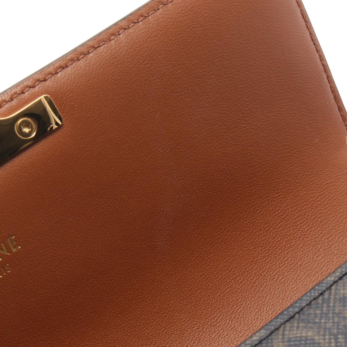 Celine Triomphe Coated Canvas Claude Chain Shoulder Bag — Brown