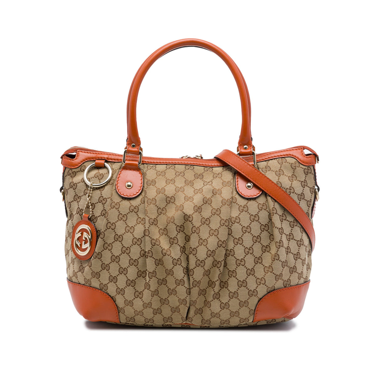 Gucci GG Canvas Sukey Satchel — Orange