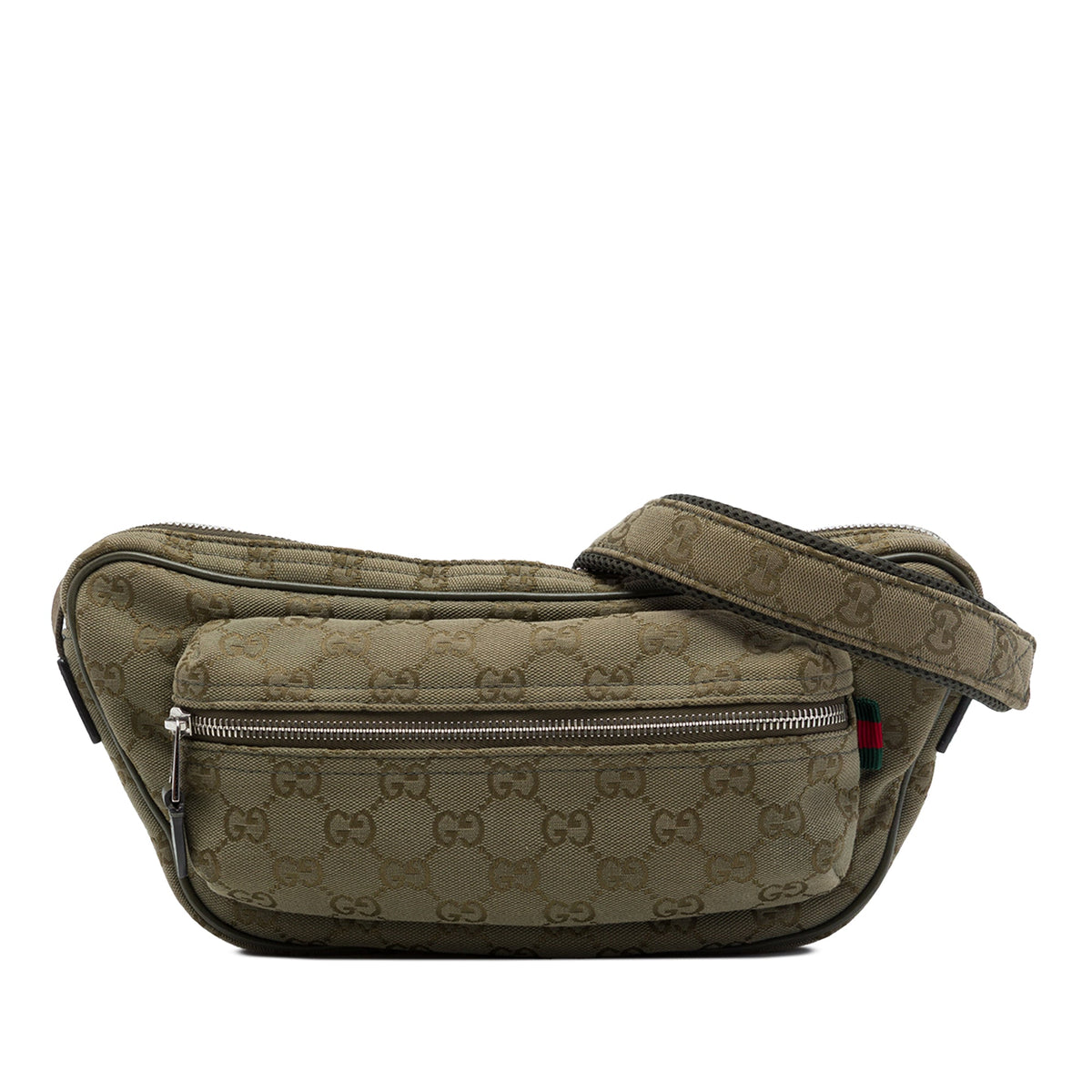 Gucci Large GG Canvas Web Sling Bag — Green