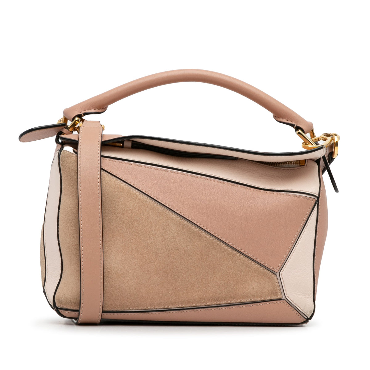 LOEWE Small Tricolor Calfskin and Suede Puzzle Satchel