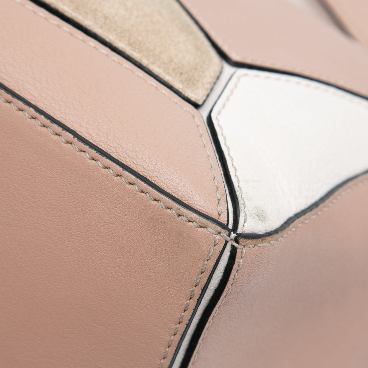 LOEWE Small Tricolor Calfskin and Suede Puzzle Satchel