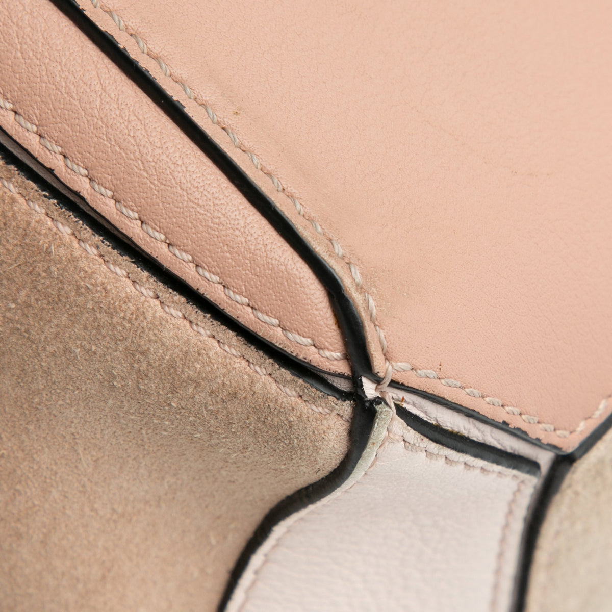 LOEWE Small Tricolor Calfskin and Suede Puzzle Satchel