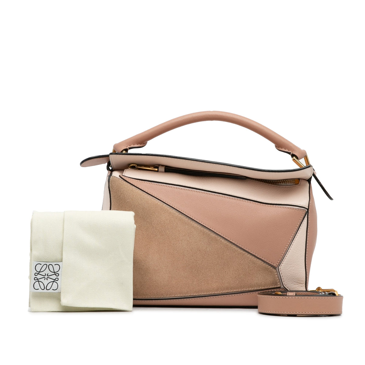 LOEWE Small Tricolor Calfskin and Suede Puzzle Satchel