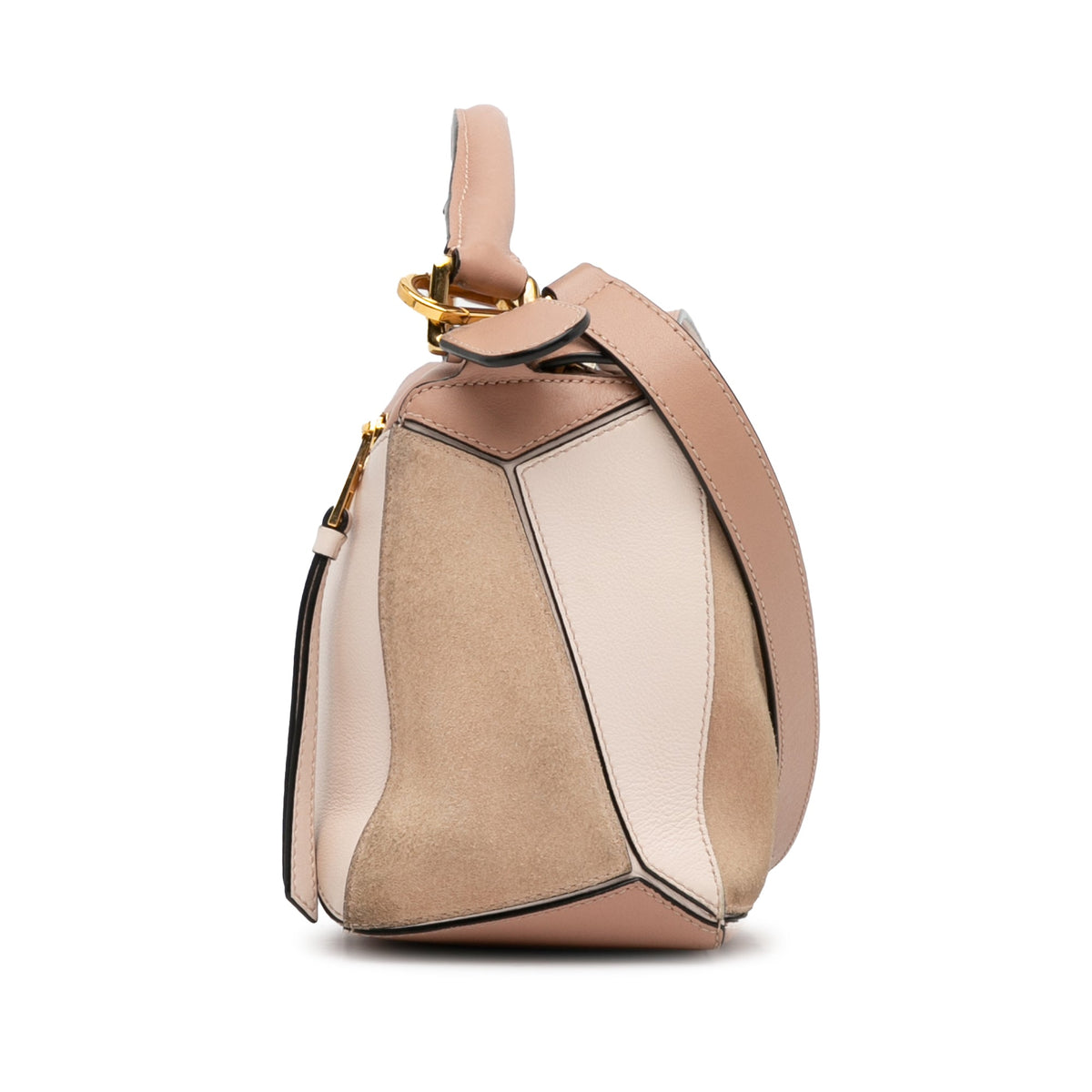 LOEWE Small Tricolor Calfskin and Suede Puzzle Satchel