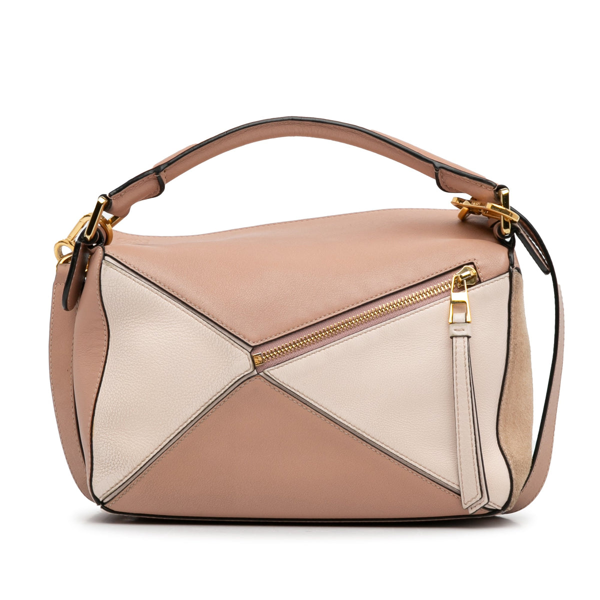 LOEWE Small Tricolor Calfskin and Suede Puzzle Satchel